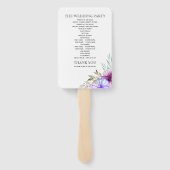 紫色の水彩花フローラ結婚式プログラム ハンドファン (裏面)