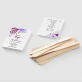 紫色の水彩花フローラ結婚式プログラム ハンドファン (組立なし)