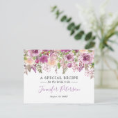 紫色の水彩花ブライダルシャワーレシピカード ポストカード (スタンド正面)