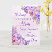 紫色の水彩花マザーズデイカード カード (黄色い花)
