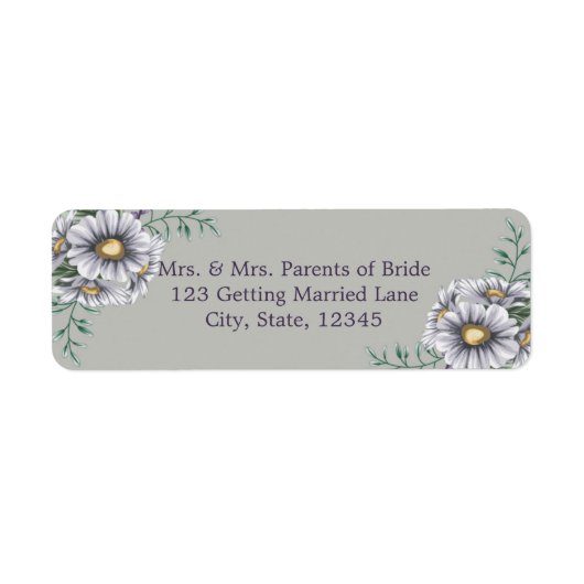 紫色の水彩花ラベル ラベル (正面)