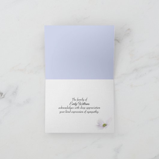 紫色の水彩花悔やみや弔慰ありがとう サンキューカード (内部)