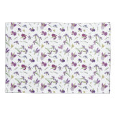 紫色の水彩花植物模様 枕カバー (裏面)