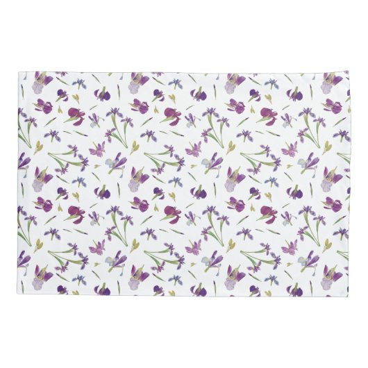 紫色の水彩花植物模様 枕カバー (裏面)