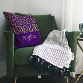 紫色の水彩花模様装飾用クッション クッション