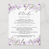 紫色の水彩花結婚の詳細 エンクロージャーカード (正面)