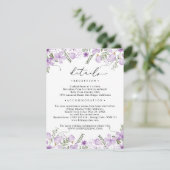 紫色の水彩花結婚の詳細 エンクロージャーカード (スタンド正面)