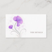 紫色の水彩花結婚のQR情報 エンクロージャーカード (裏面)
