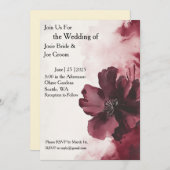 紫色の水彩花結婚式招待状 招待状 (正面/裏面)