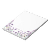 紫色の水彩花縁ど ノートパッド (回転)