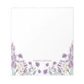 紫色の水彩花縁ど ノートパッド (正面)