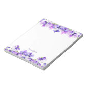紫色の水彩花縁ど ノートパッド (回転)