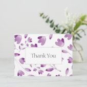 紫色の水彩花茎 サンキューカード (スタンド正面)