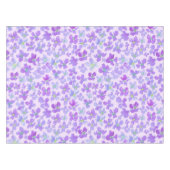紫色の水彩花薄紫デザイン テーブルクロス (正面(横))