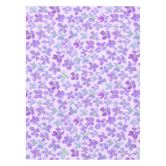 紫色の水彩花薄紫デザイン テーブルクロス (正面)