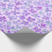 紫色の水彩花薄紫デザイン ラッピングペーパー (角)