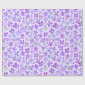 紫色の水彩花薄紫デザイン ラッピングペーパー (フラット)
