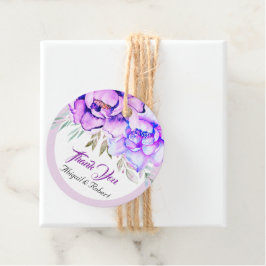 紫色の水彩花薄紫結婚フローラ フェイバータグ