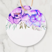 紫色の水彩花薄紫結婚フローラ フェイバータグ (裏面)