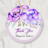 紫色の水彩花薄紫結婚フローラ フェイバータグ (正面)