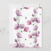 紫色の水彩花。スタイリッシュ結婚フローラ セーブザデート (裏面)