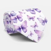紫色の水彩花 ネクタイ (ロール)