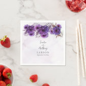 紫色の水彩菊の結婚式 スタンダードカクテルナプキン (インサイチュ)