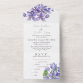 紫色の水彩薄紫花 オールインワン招待状 (内側)