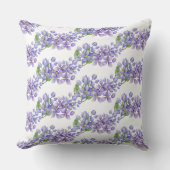 紫色の水彩薄紫花 クッション (正面)