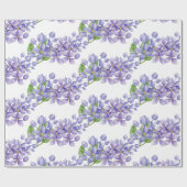 紫色の水彩薄紫花 ラッピングペーパー (フラット)