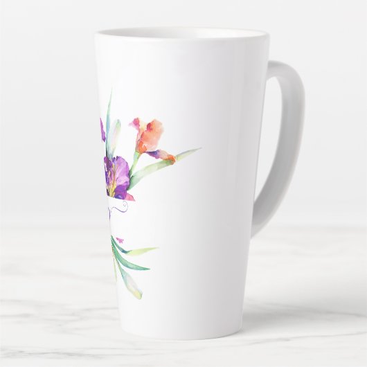 紫色の水彩虹彩パーソナライズされた カフェラテマグ (右アングル)