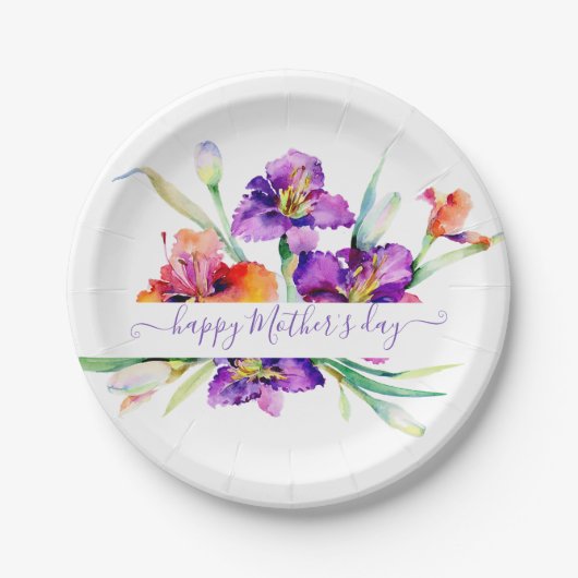 紫色の水彩虹彩パーソナライズされた ペーパープレート (正面)