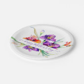 紫色の水彩虹彩パーソナライズされた ペーパープレート (アングル)