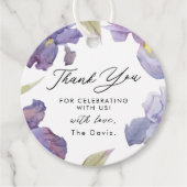 紫色の水彩虹彩フローラありがとう フェイバータグ (正面)