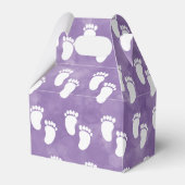 紫色の水彩赤ちゃんシャワー足跡パターン フェイバーボックス (裏面サイド)