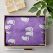 紫色の水彩赤ちゃんシャワー足跡パターン 薄葉紙 (ギフト)