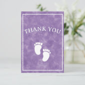紫色の水彩赤ちゃんシャワー長方形テンプレート サンキューカード (スタンド正面)
