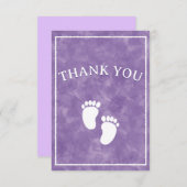 紫色の水彩赤ちゃんシャワー長方形テンプレート サンキューカード (正面/裏面)