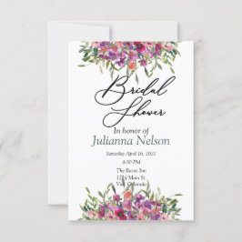 紫色の水彩野花の招待 招待状