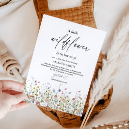 紫色の水彩野花、夏の花 招待状