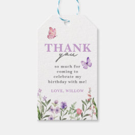 紫色の水彩野草蝶のメッセージカード ギフトタグ