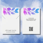 紫色の水彩QRコードネックレス表示カード