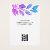 紫色の水彩QRコードネックレス表示カード (裏面)