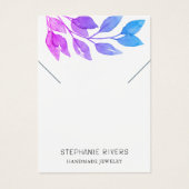 紫色の水彩QRコードネックレス表示カード (正面)