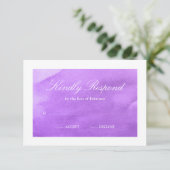 紫色の水彩RSVP 出欠カード (スタンド正面)