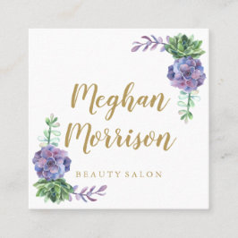 紫色の水気が多い正方形の名刺 スクエア名刺