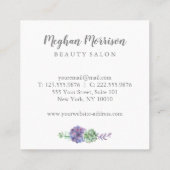 紫色の水気が多い正方形の名刺 スクエア名刺 (裏面)