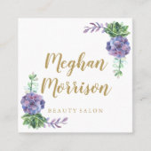 紫色の水気が多い正方形の名刺 スクエア名刺 (正面)