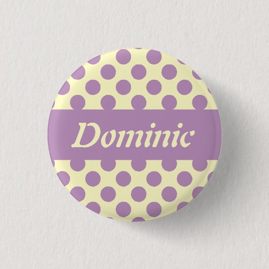 紫色の水玉模様のパーソナライズなPinbackボタン 缶バッジ (正面)