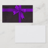 紫色の水玉模様のリボン 名刺 (正面/裏面)